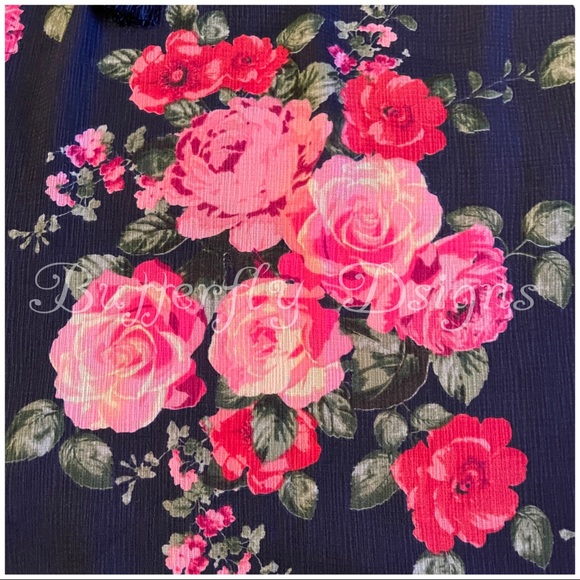 Oddi Plus Navy Floral Ruffle Top - Picture 3 of 9